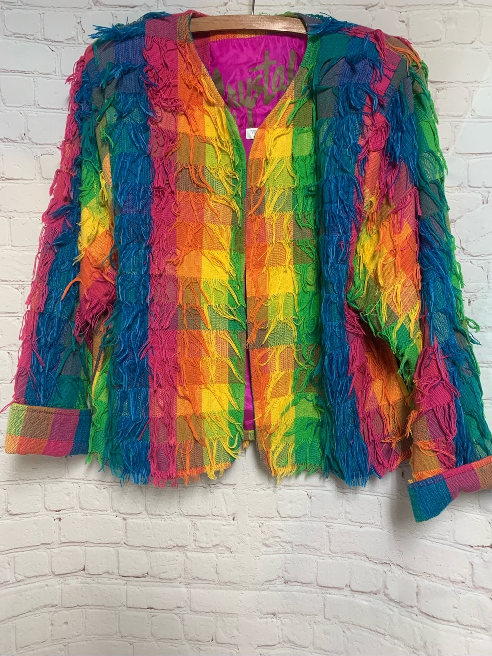 Vtg Crystal Wearable Art 60s Fringe Eyelash Jacket Size M
